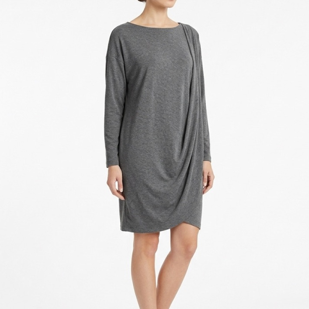 Made In Italy Laganlook Grey Draped Bat Wing Scoop Neck Tunic Dress BELLAMBRA